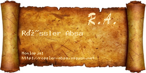 Rössler Absa névjegykártya